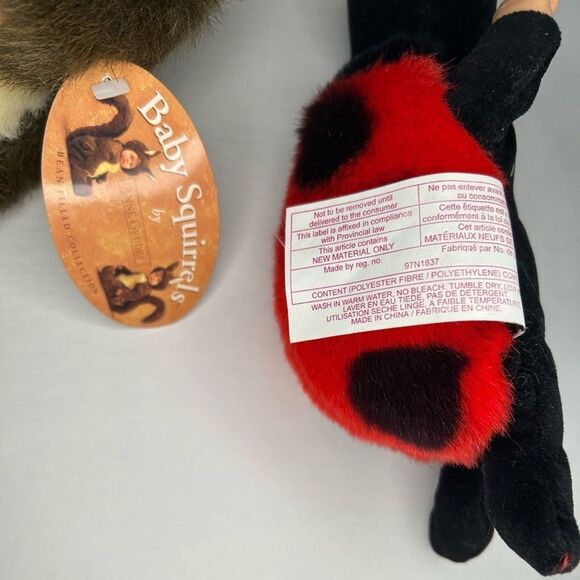 2-Anne Geddes Ladybug & Baby Squirrel Plush Stuffed Dolls 8-9" 1998 1-NWT - Picture 5 of 13